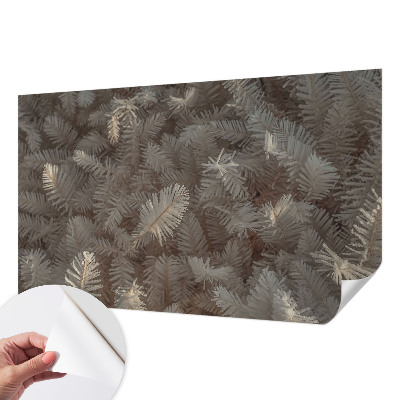 Peel and stick wall mural for living room featuring frosty twig motifs