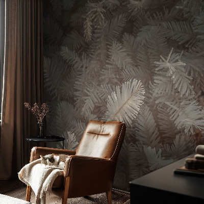 Peel and stick wall mural for living room featuring frosty twig motifs