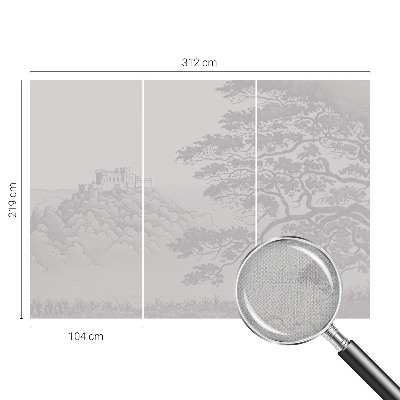 Removable wall mural wallpaper with a castle landscape design