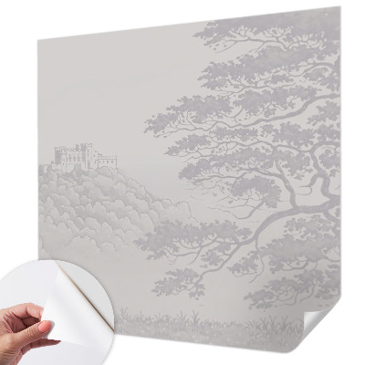 Removable wall mural wallpaper with a castle landscape design