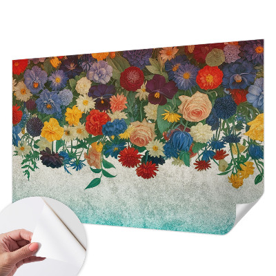 Peel and stick wall mural for bedroom with colorful floral motif