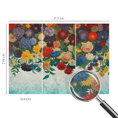 Peel and stick wall mural for bedroom with colorful floral motif