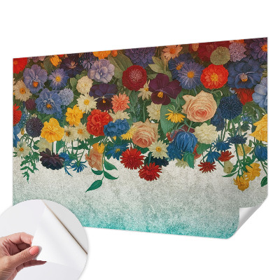 Peel and stick wall mural for bedroom Colorful flowers