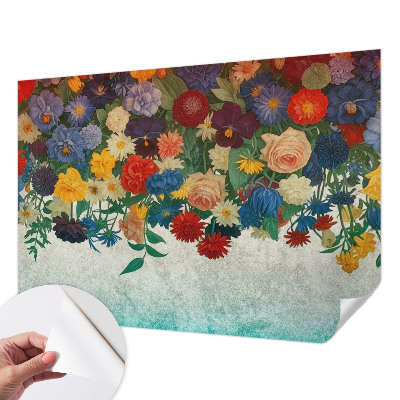 Peel and stick wall mural for bedroom with colorful floral motif