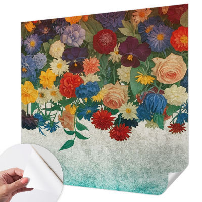 Peel and stick wall mural for bedroom with colorful floral motif