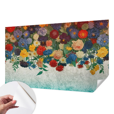 Peel and stick wall mural for bedroom Colorful flowers
