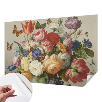 3D wall mural Flowers and butterflies