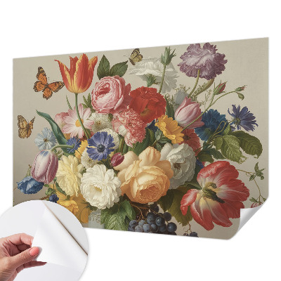 3D wall mural Flowers and butterflies