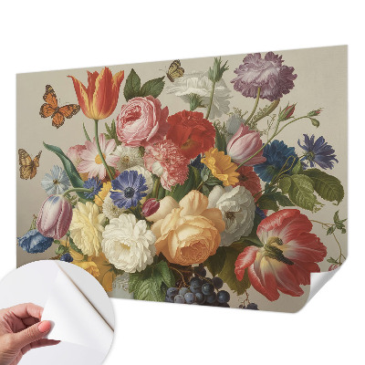3D wall mural Flowers and butterflies