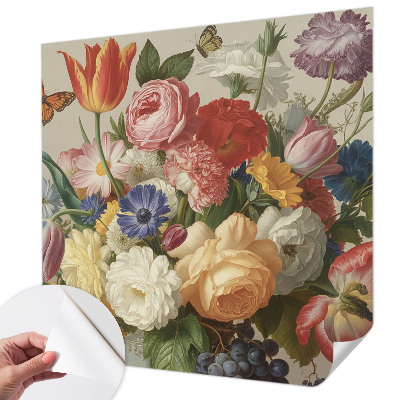 3D wall mural Flowers and butterflies