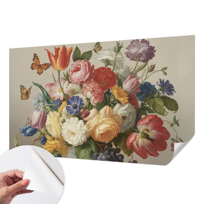 3D wall mural Flowers and butterflies