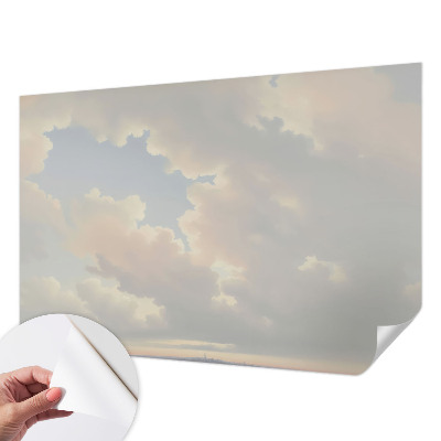 Peel and stick wall mural for kids' room with a pastel sky design