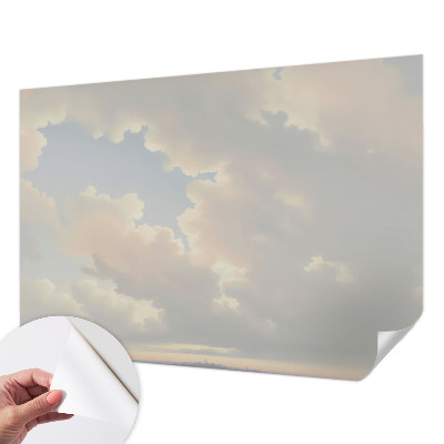 Peel and stick wall mural for kids' room with a pastel sky design