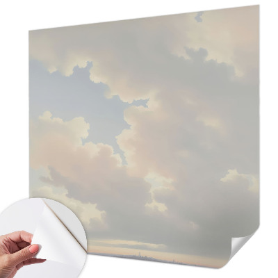 Peel and stick wall mural for kids' room with a pastel sky design