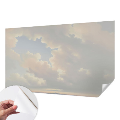 Peel and stick wall mural for kids' room with a pastel sky design