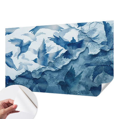 Nursery wall mural with a dynamic birds design