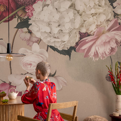 3D photo wallpaper mural with a romantic floral design