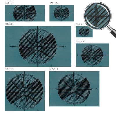 Children's wall mural with a marine compass design