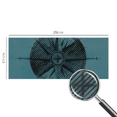 Children's wall mural with a marine compass design