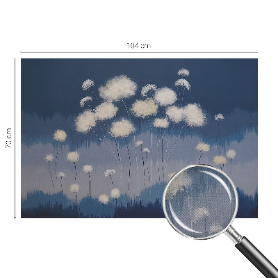 Baby room wall mural with white dandelion illustrations