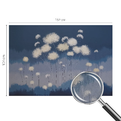 Baby room wall mural with white dandelion illustrations