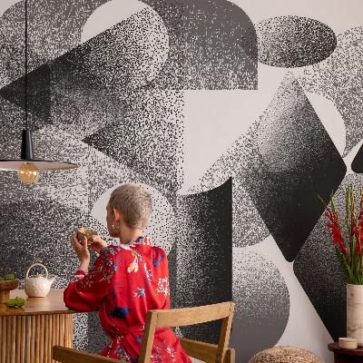 Peel and stick wall mural with a geometric shapes design