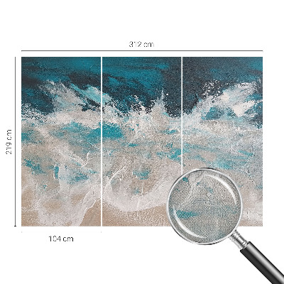 Peel and stick wallpaper mural with an ocean waves design