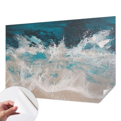 Peel and stick wallpaper mural with an ocean waves design