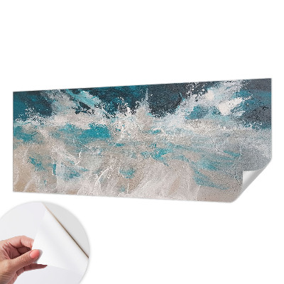 Peel and stick wallpaper mural with an ocean waves design