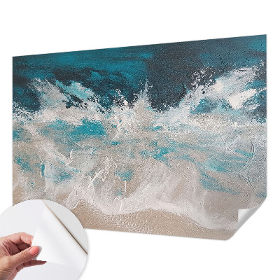 Peel and stick wallpaper mural with an ocean waves design