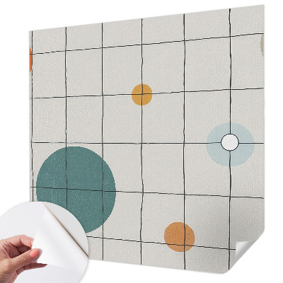 Self-adhesive wall mural with a colored circles design