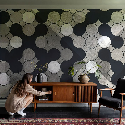 Self-adhesive photo wallpaper with a geometric circles pattern