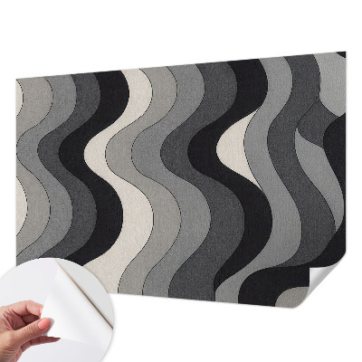 Stick-on wall mural with a gray wave pattern