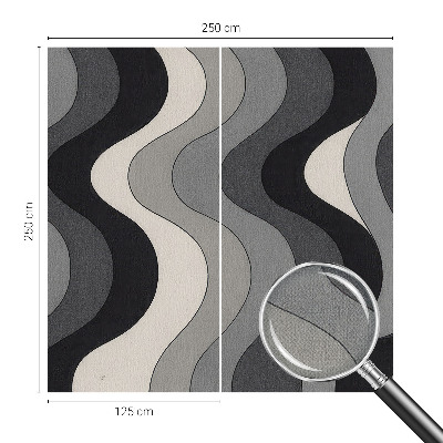 Stick-on wall mural with a gray wave pattern