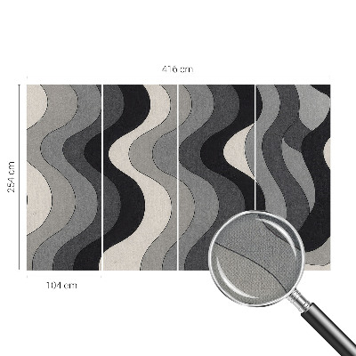 Stick-on wall mural with a gray wave pattern