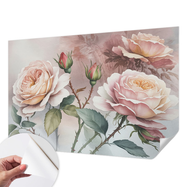Removable wall mural wallpaper Pastel roses
