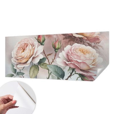 Removable wall mural wallpaper with a pastel rose pattern