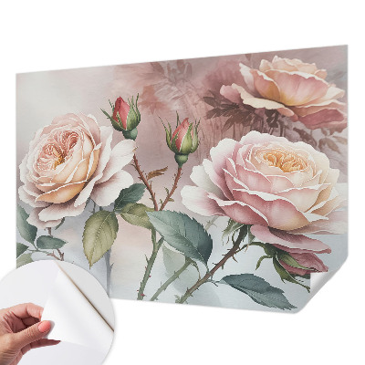 Removable wall mural wallpaper Pastel roses