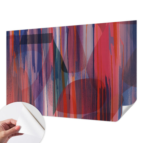 Peel and stick wall mural for bedroom with rainbow stripe design