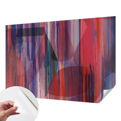 Peel and stick wall mural for bedroom with rainbow stripe design