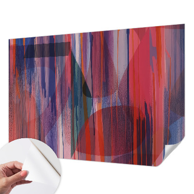 Peel and stick wall mural for bedroom with rainbow stripe design