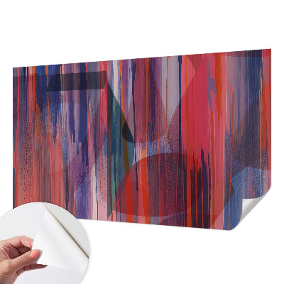 Peel and stick wall mural for bedroom with rainbow stripe design