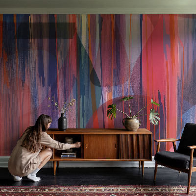 Peel and stick wall mural for bedroom Rainbow stripes