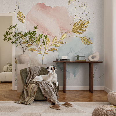3D wall mural with a botanical motif
