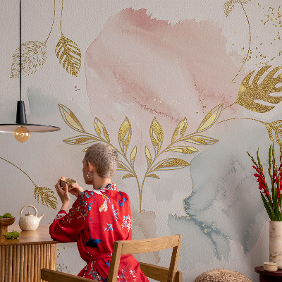 3D wall mural with a botanical motif