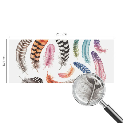 Nursery wall mural with a pastel feather pattern