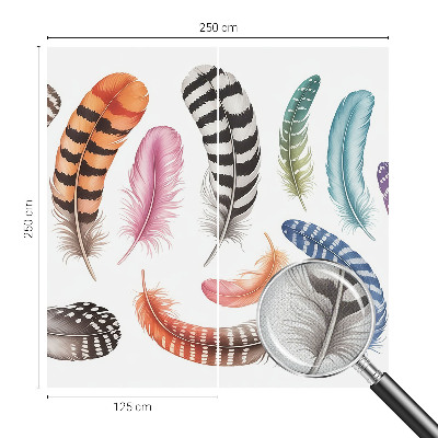Nursery wall mural with a pastel feather pattern