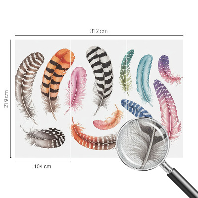 Nursery wall mural with a pastel feather pattern