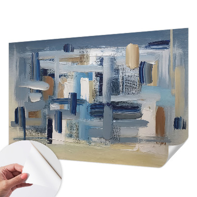 Children's wall mural with abstract brushstroke design