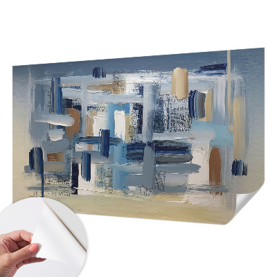 Children's wall mural with abstract brushstroke design